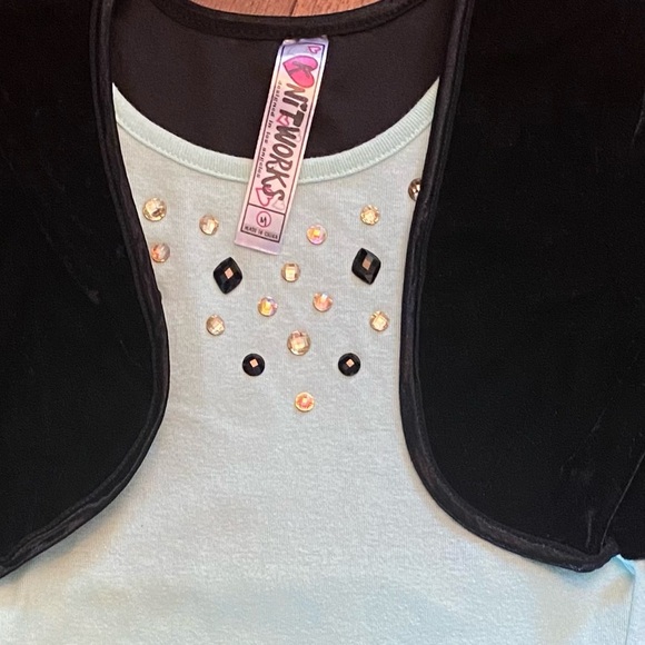 KnitWorks Rhinestone Top w/Attached Velour Shrug - Picture 4 of 4